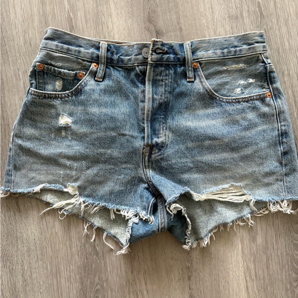 Levi's Classic Blue Ripped Jean Shorts